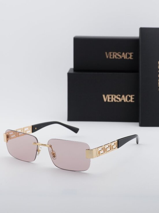 Versace VE2298 10021T Rectangle Sunglasses – Gold/Pink main image 6